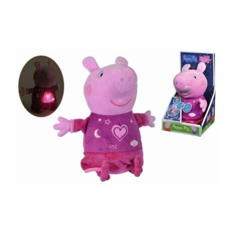 Peppa Pig 2v1 plyšový usínáček, hrající + světlo, růžový, 25 cm Simba