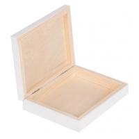 FK Dřevěná krabička plochá - 16x12x4 cm, Bílá