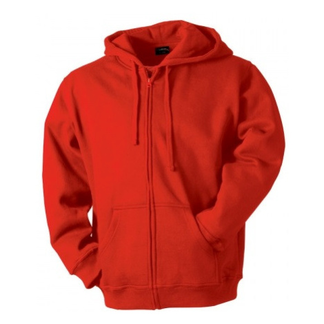 Mikina pánská na zip s kapucí červená