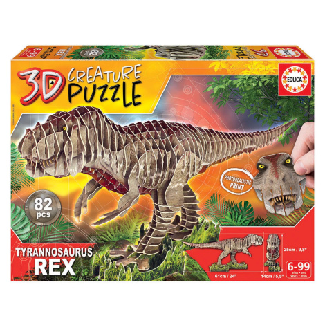 Puzzle dinosaurus Tyrannosaurus Rex 3D Creature Educa délka 61 cm 82 dílků od 6 let