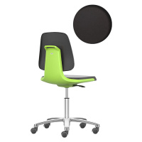 bimos Pracovní otočná židle LABSIT, pět noh s kolečky, sedák s koženkovým potahem, zelená barva