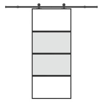 vidaXL Posuvné dveře s kováním 90x205 cm tvrzeného sklo a hliník