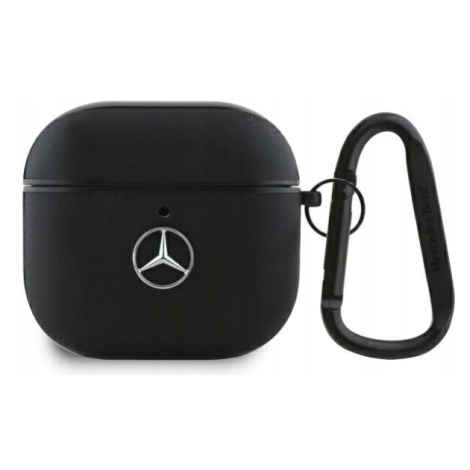 Pouzdro Mercedes pro AirPods 4 cover černé Leather Metal Logo