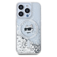 Zadní kryt Karl Lagerfeld Liquid Glitter Choupette Head Magsafe Apple iPhone 15 Pro Max, transpa