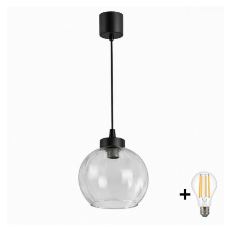 Brilagi - LED Lustr na lanku RETRO GLASS 1xE27/60W/230V pr. 25 cm černá/čirá NSTK7491+TK6439A