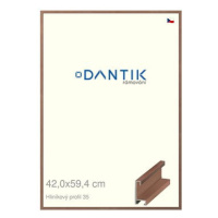 DANTIK rámeček 42 × 59,4, ALU profil 6035 Dýha ořech plexi čiré