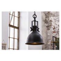 Estila Industriální závěsná lampa Castor v černé barvě z kovu 45cm