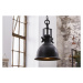 Estila Industriální závěsná lampa Castor v černé barvě z kovu 45cm