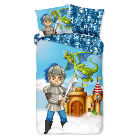 Modré bavlněné dětské povlečení na jednolůžko/prodloužené 140x220 cm Knight – Good Morning