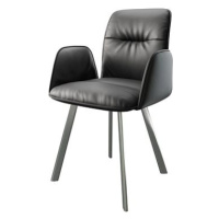 DELIFE Jídelní židle Vinja-Flex černá pravá kůže oválná podnož z nerezové oceli