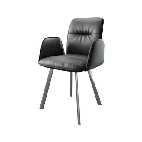 DELIFE Jídelní židle Vinja-Flex černá pravá kůže oválná podnož z nerezové oceli