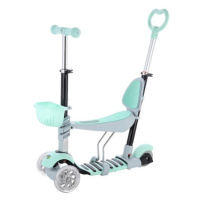 Dětská tříkolová koloběžka MINI SCOOTER 3v1 se svítícími LED koly, mátová