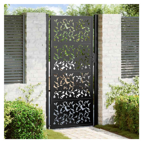 vidaXL Zahradní brána černá 100 x 200 cm ocelový design křídla