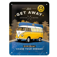 Plechová cedule Volkswagen VW Bulli - Let‘s Get Away Night, (15 x 20 cm)