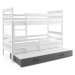 BMS Dětská patrová postel s přistýlkou Eryk 3 | bílá Barva: bílá / zelená, Rozměr: 200 x 90 cm