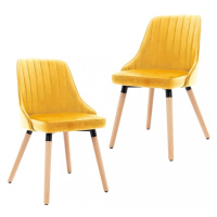 Jídelní židle 2 ks samet / buk Dekorhome Žlutá,Jídelní židle 2 ks samet / buk Dekorhome Žlutá