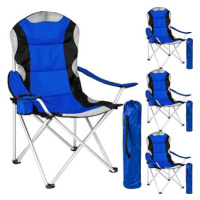 4 Kempingové židle polstrované modré