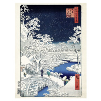 Umělecký tisk Bubnový most Meguro a kopec Sunset Hill, Utagawa Hiroshige, 30x40 cm