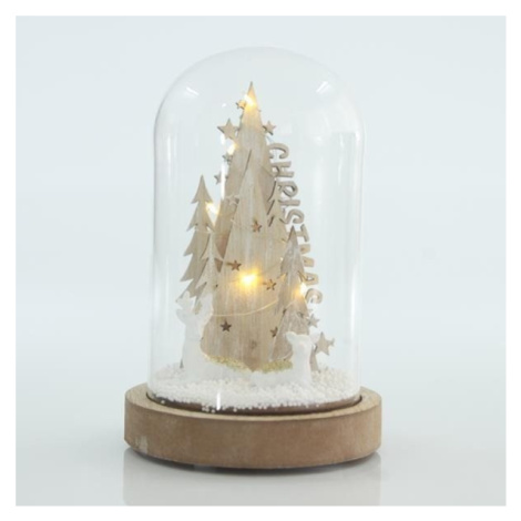 EUROLAMP Vánoční dekorace - skleněná kupole s jedlemi, 12 x 12 x 20 cm