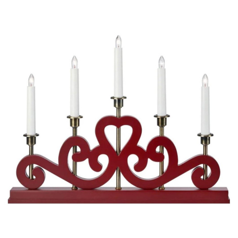 Markslöjd 706211 - Vánoční svícen ENEBY 5xE10/3W/230V červená/mosaz 706211