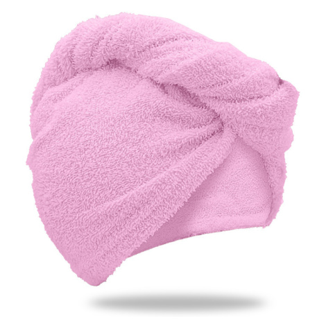 Rychleschnoucí froté turban na vlasy růžový, 100% bavlna