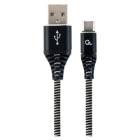 Kabel CABLEXPERT CC-USB2B-AMCM-1M-BW USB 2.0 AM na Type-C kabel (AM/CM), 1m, opletený, černo-bíl