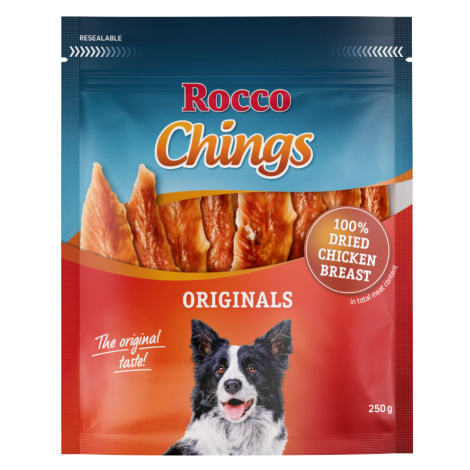 Výhodné balení Rocco Chings sušené maso pro psy - Kuřecí prsíčka sušená (4 x 250 g)