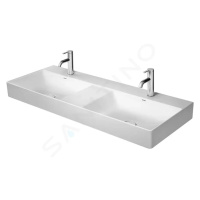 DURAVIT DuraSquare Dvojumyvadlo 1200x470 mm, bez přepadu, 2 otvory pro baterie, DuraCeram, bílá 