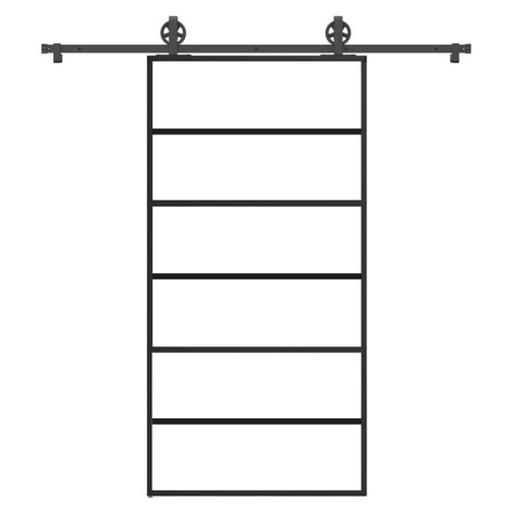 vidaXL Posuvné dveře s kováním 102x205 cm ESG sklo a hliník