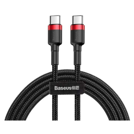 Odolný kabel nylonem opletený USB-C / USB-C PD QC 60W 3A 480Mb/s Baseus Cafule 1m Černočervený