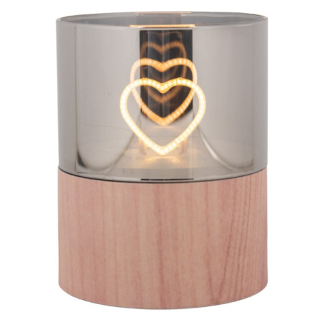 LED dekorace na podstavci imitujícím dřevo srdce Heart – 8x10 cm Clayre & Eef
