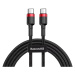 Kabel Baseus Cable Cafule USB-C PD  PD 2.0 QC 3.0 60W 1m (black and red) (6953156285217)