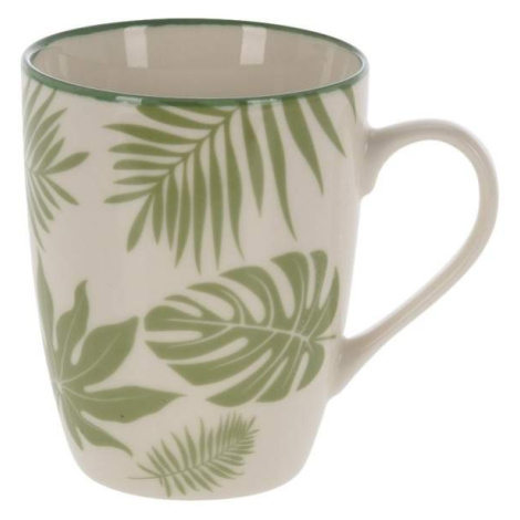 Hrnek porcelánový s palmovými listy bílo-zelený 320ml Koopman