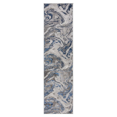 Modro-šedý běhoun 80x300 cm Marbled – Flair Rugs