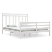 Rám postele bílý masivní dřevo 160 × 200 cm, 3105326