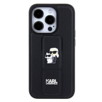 Karl Lagerfeld Saffiano Grip Stand Metal Logo Zadní Kryt pro iPhone 15 Pro Max Black