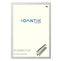 DANTIK rámeček 21 × 29,7, ALU profil 7269 Stříbrný matný sklo čiré