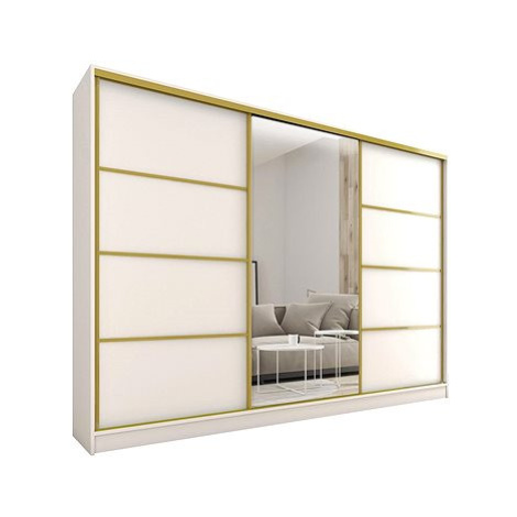 Nejlevnější nábytek Dazio 280 se zrcadlem, 4 šuplíky a 2 šatními tyčemi - bílý mat