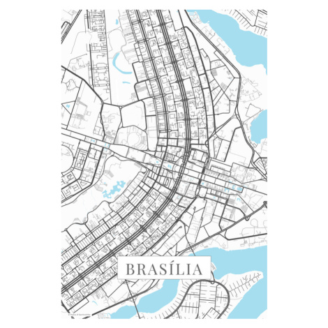 Mapa Brasilia white, 26.7 × 40 cm