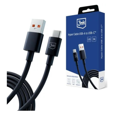 Kabel 3MK Hyper Cable USB-A - USB-C 1.2m 5A Black