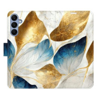 iSaprio Flip pouzdro GoldBlue Leaves pro Samsung Galaxy A25 5G