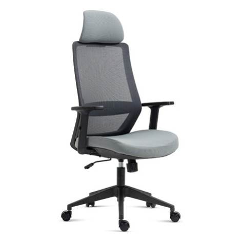 Kancelářská židle, černý plast, šedá látka, 1D područky, kolečka pro tvrdé podlahy Autronic