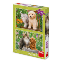 Puzzle Psík a kočička na zahradě 2x48 dílků