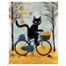 Obrazy na stěnu - Kočka na kole Rozměr: 40x50 cm, Rámování: vypnuté plátno na rám