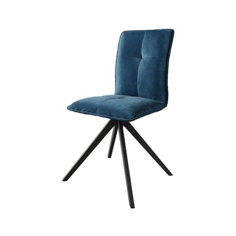 DELIFE Otočná židle Maddy-Flex modrý samet křížová podnož hranatá otočná černá