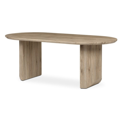 Jídelní stůl SORETO — 200x100x77 cm, MDF, dekor dub/ ořech Světle hnědá