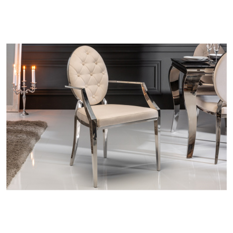 LuxD Designová židle s opěrkami Rococo II béžová