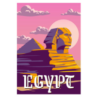 Ilustrace Vintage Poster Ancient Sphinx, Egypt Pharaoh, VectorUp, 26.7 × 40 cm