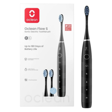 Oclean Flow S Black sonický zubní kartáček černý + 3x hlavice