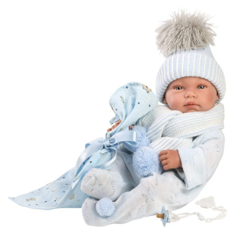 Llorens 84337 NEW BORN CHLAPEČEK - realistická panenka miminko s celovinylovým tělem - 43 cm